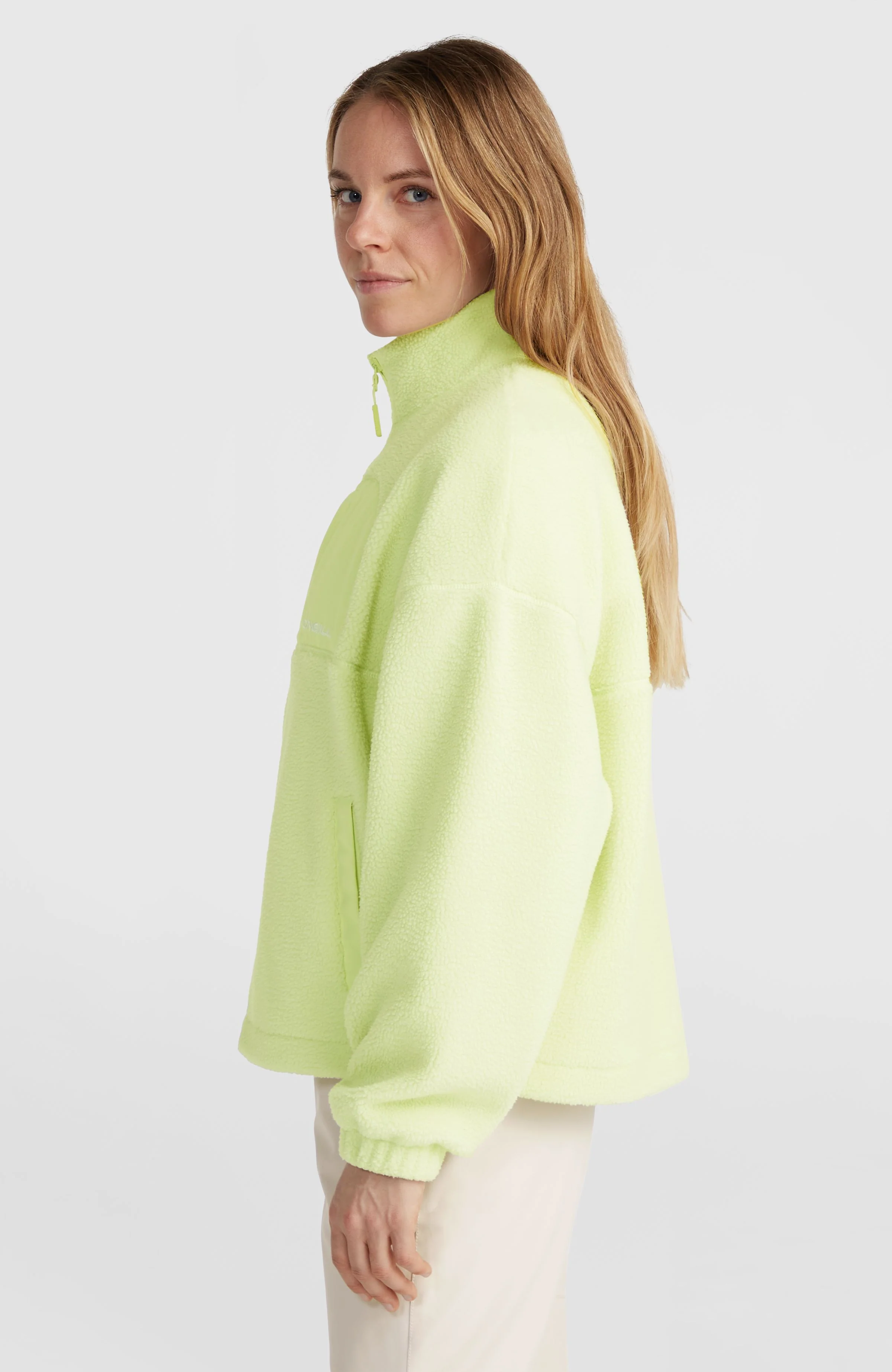 Flauschige Fleecejacke mit Reißverschluss | Lime Wash - Image 3