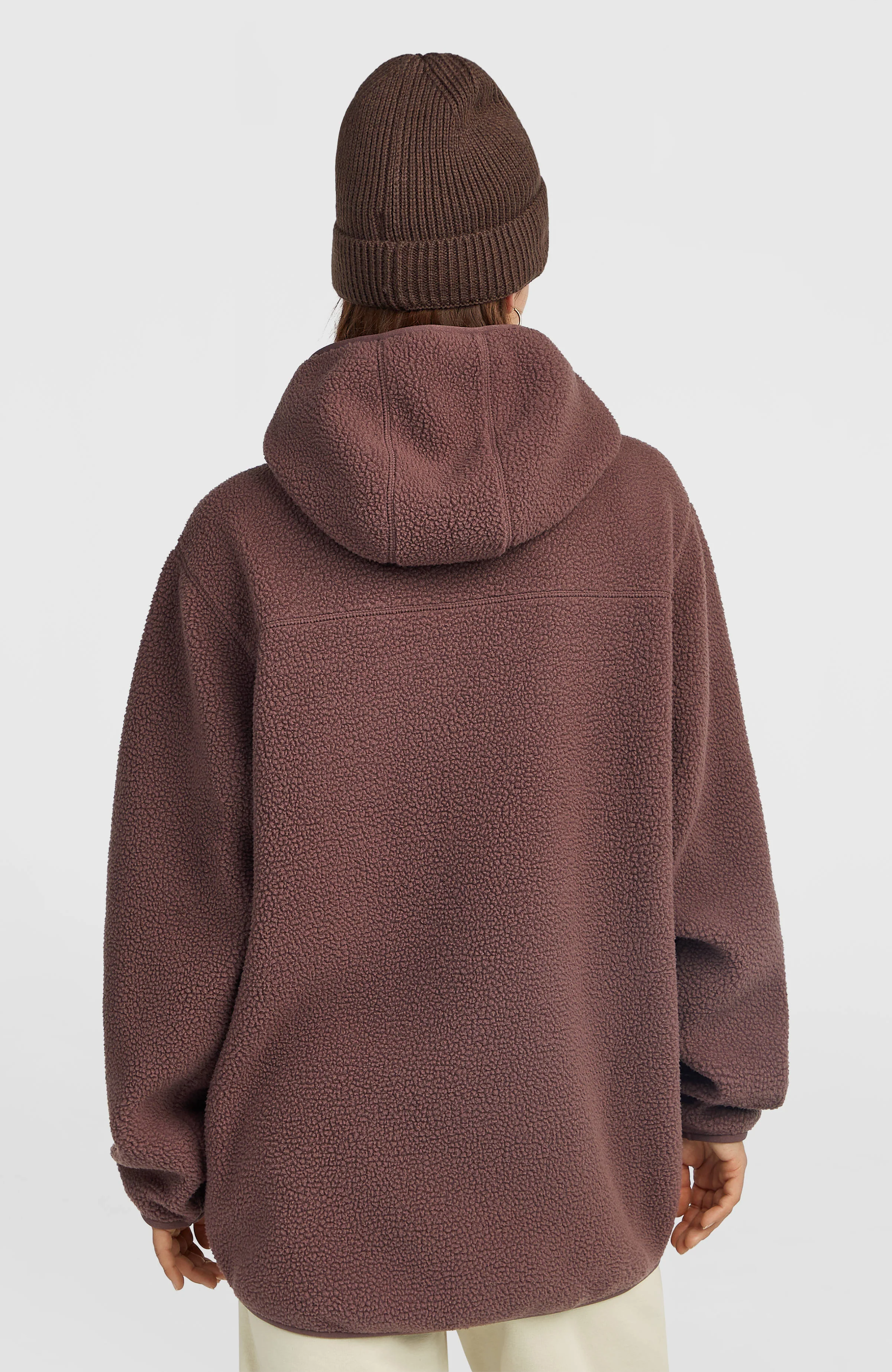 Must-Have Long High-Pile Fleecejacke mit durchgehendem Reißverschluss | Purple Gray - Image 4