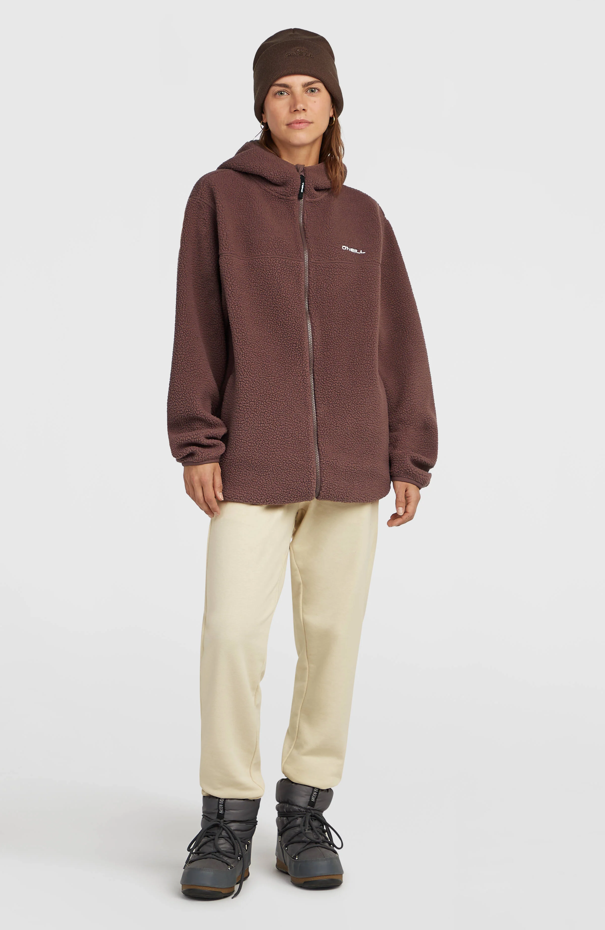 Must-Have Long High-Pile Fleecejacke mit durchgehendem Reißverschluss | Purple Gray - Image 5